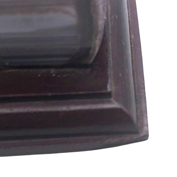 Brazilian Geode Agate Slice White & Purple Banded Mounted Wood Base - Picture 6 of 7